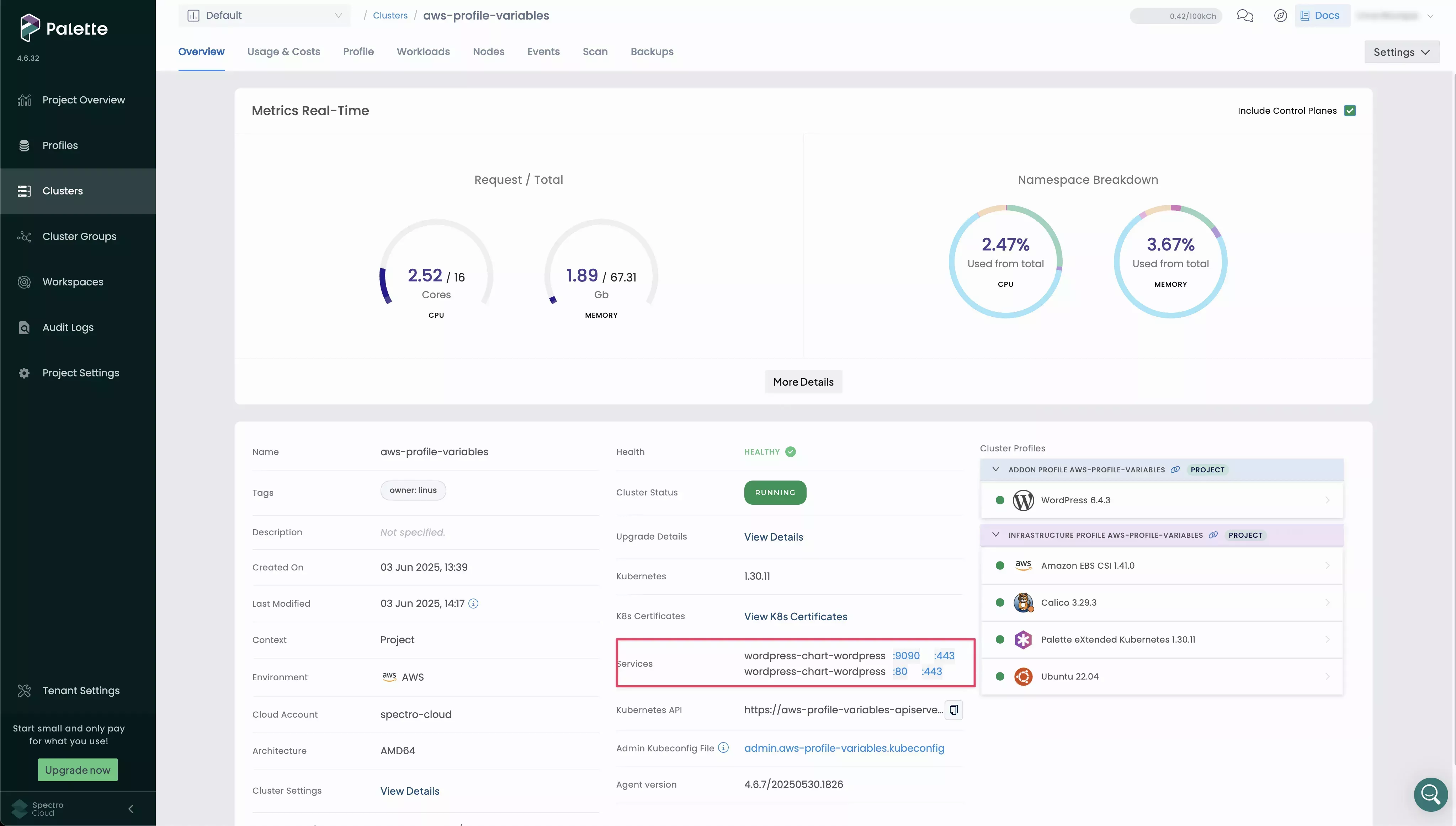 Image that shows new port available for WordPress